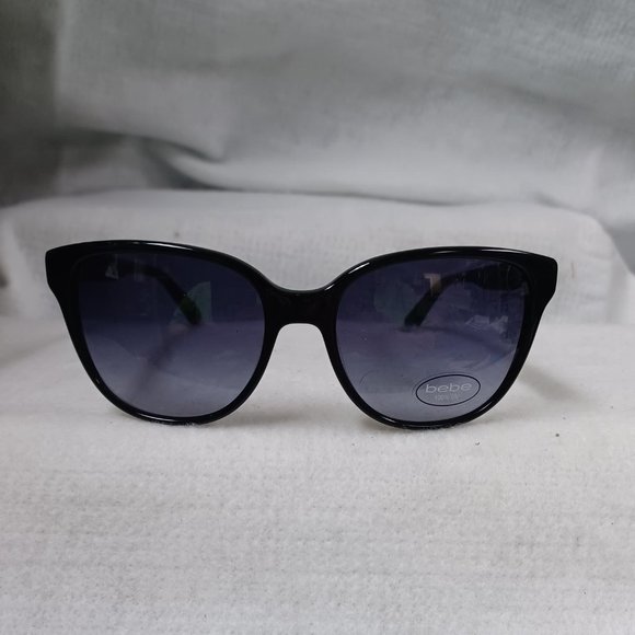 Bebe Sunglasses Temptation BB7185 001 Jet 54 17 135 Cat Eye